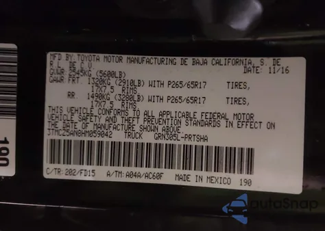 2017 Toyota Tacoma Trd Sport z USA, uszkodzony, nr VIN 3TMCZ5AN8HM059042